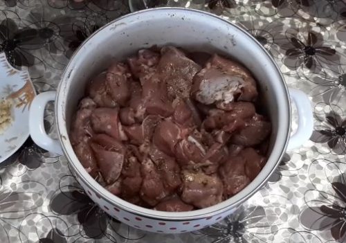 Шашлык из бедра индейки в остром маринаде